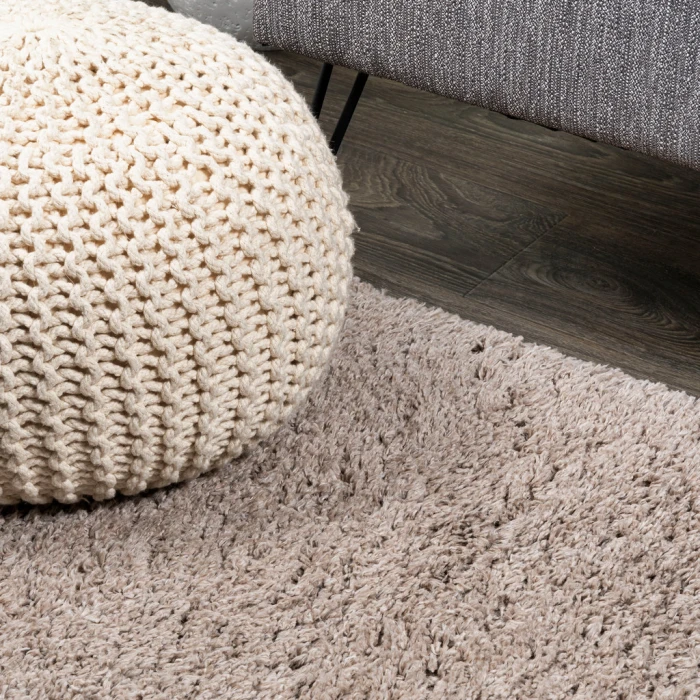Groovy Solid Shag Light Beige 2 ft. x 8 ft. Runner Rug