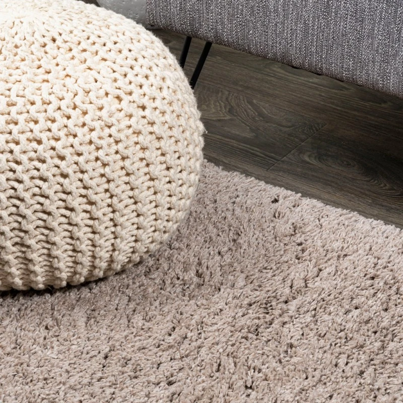 Groovy Solid Shag Light Beige 3 ft. x 5 ft. Area Rug