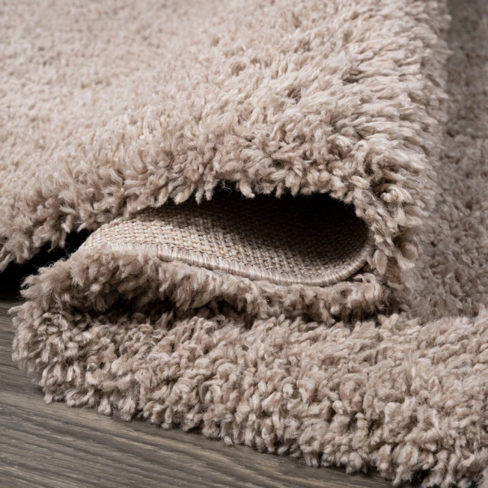 Groovy Solid Shag Light Beige 2 ft. x 8 ft. Runner Rug