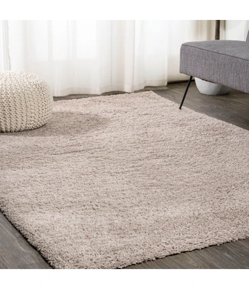 Groovy Solid Shag Light Beige 3 ft. x 5 ft. Area Rug
