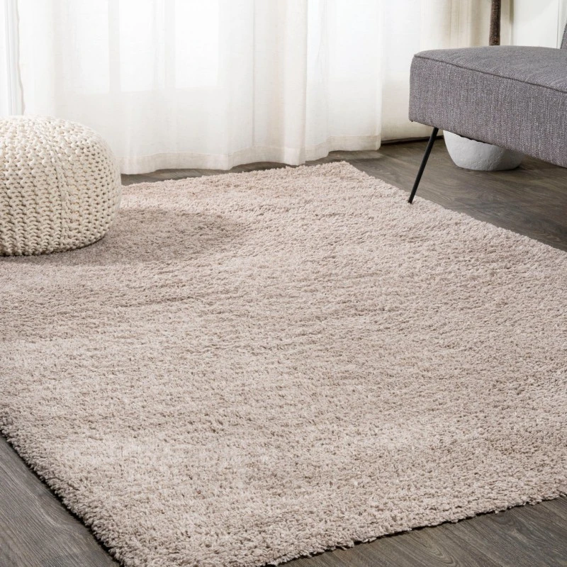 Groovy Solid Shag Light Beige 3 ft. x 5 ft. Area Rug