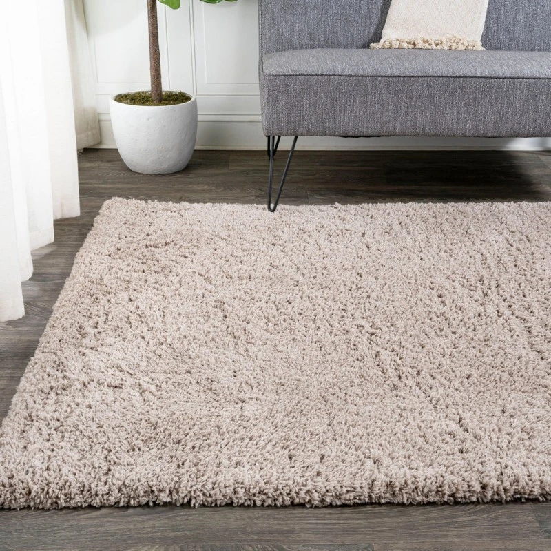 Groovy Solid Shag Light Beige 3 ft. x 5 ft. Area Rug