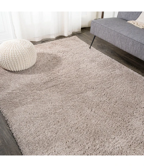 Groovy Solid Shag Light Beige 3 ft. x 5 ft. Area Rug