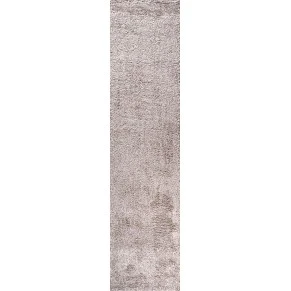 Groovy Solid Shag Beige 2 ft. x 8 ft. Runner Rug