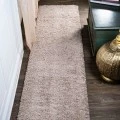 Groovy Solid Shag Beige 2 ft. x 8 ft. Runner Rug