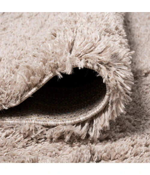 Groovy Solid Shag Beige 2 ft. x 10 ft. Runner Rug