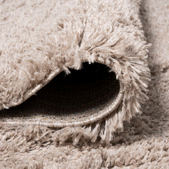 Groovy Solid Shag Beige 5 ft. x 8 ft. Area Rug