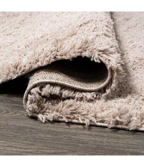 Groovy Solid Shag Beige 2 ft. x 10 ft. Runner Rug