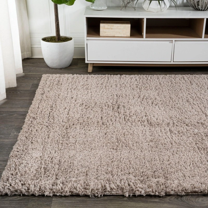 Groovy Solid Shag Beige 3 ft. x 5 ft. Area Rug