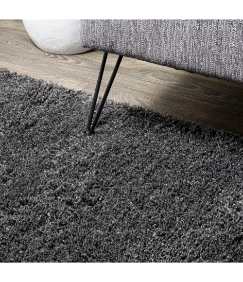 Groovy Solid Shag Dark Gray 2 ft. x 8 ft. Runner Rug