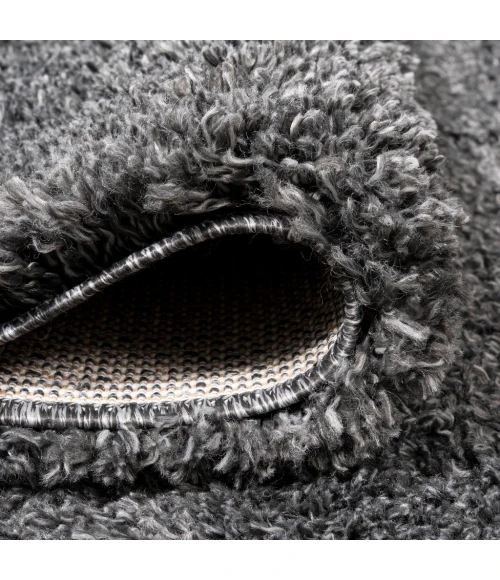 Groovy Solid Shag Dark Gray 2 ft. x 8 ft. Runner Rug