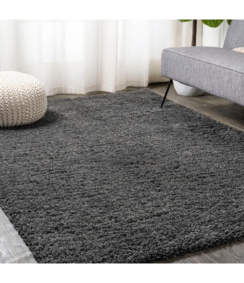 Groovy Solid Shag Dark Gray 2 ft. x 8 ft. Runner Rug