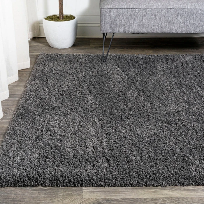 Groovy Solid Shag Dark Gray 3 ft. x 5 ft. Area Rug