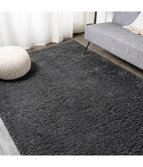 Groovy Solid Shag Dark Gray 2 ft. x 8 ft. Runner Rug