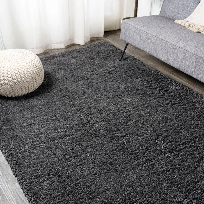 Groovy Solid Shag Dark Gray 3 ft. x 5 ft. Area Rug