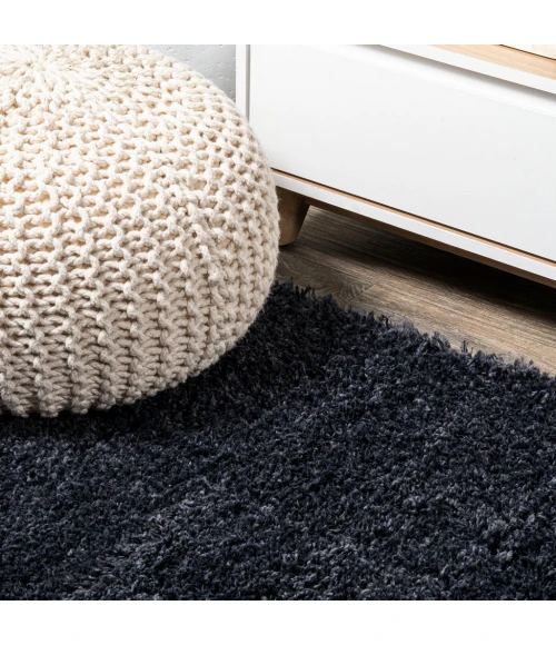 Groovy Solid Shag Dark Navy 3 ft. x 5 ft. Area Rug