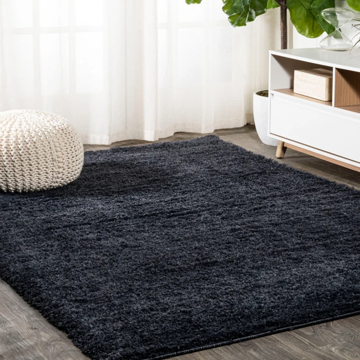 Groovy Solid Shag Dark Navy 8 ft. x 10 ft. Area Rug
