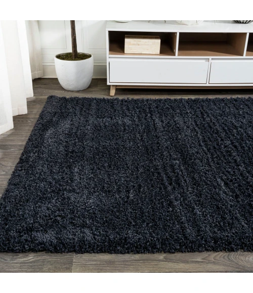 Groovy Solid Shag Dark Navy 3 ft. x 5 ft. Area Rug