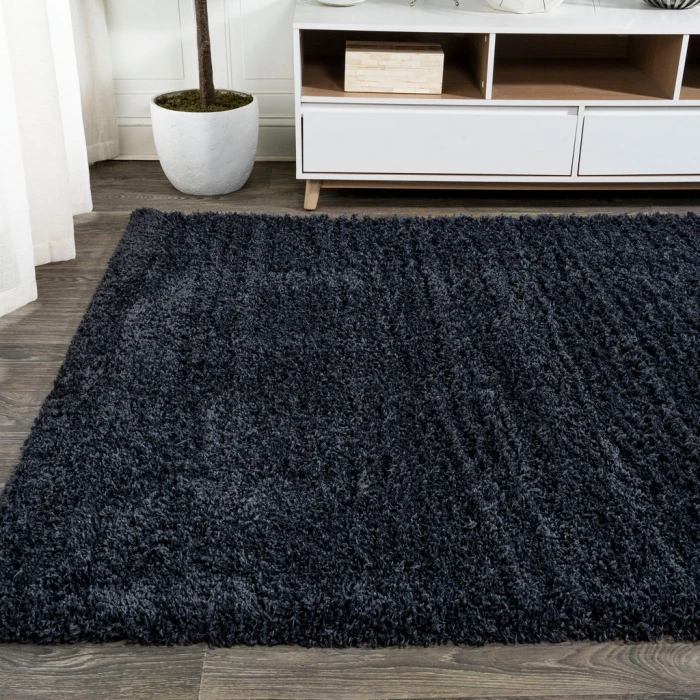 Groovy Solid Shag Dark Navy 8 ft. x 10 ft. Area Rug