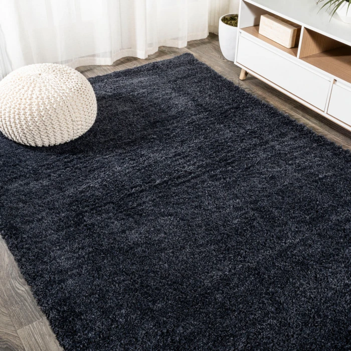Groovy Solid Shag Dark Navy 8 ft. x 10 ft. Area Rug