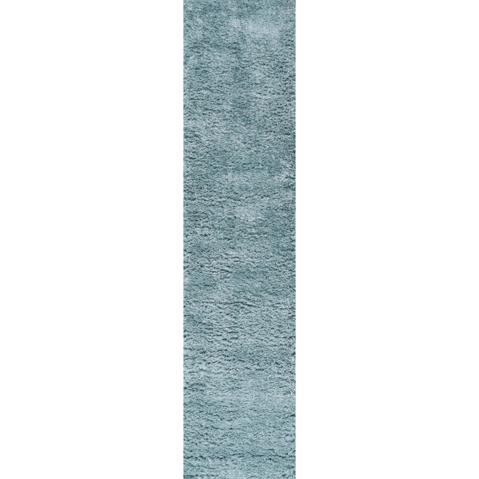 Groovy Solid Shag Turquoise 2 ft. x 8 ft. Runner Rug