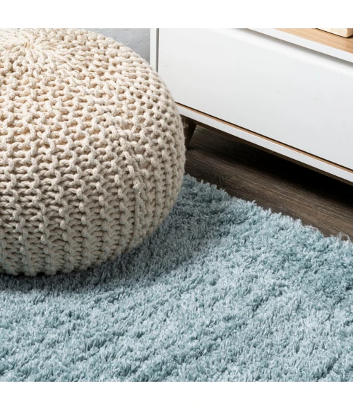 Groovy Solid Shag Turquoise 2 ft. x 10 ft. Runner Rug