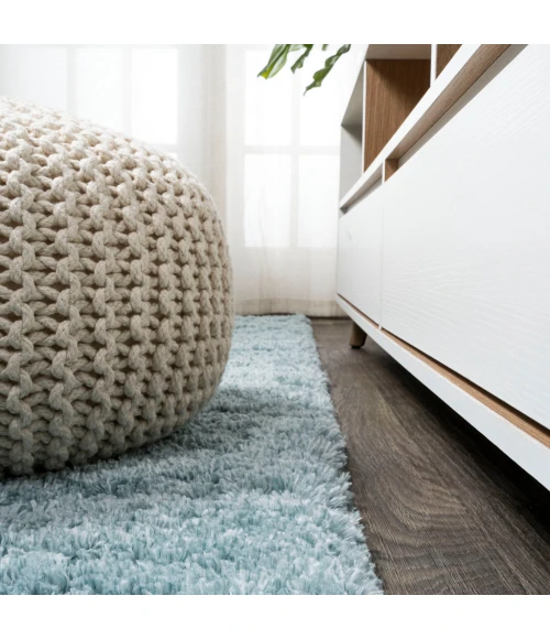 Groovy Solid Shag Turquoise 2 ft. x 10 ft. Runner Rug