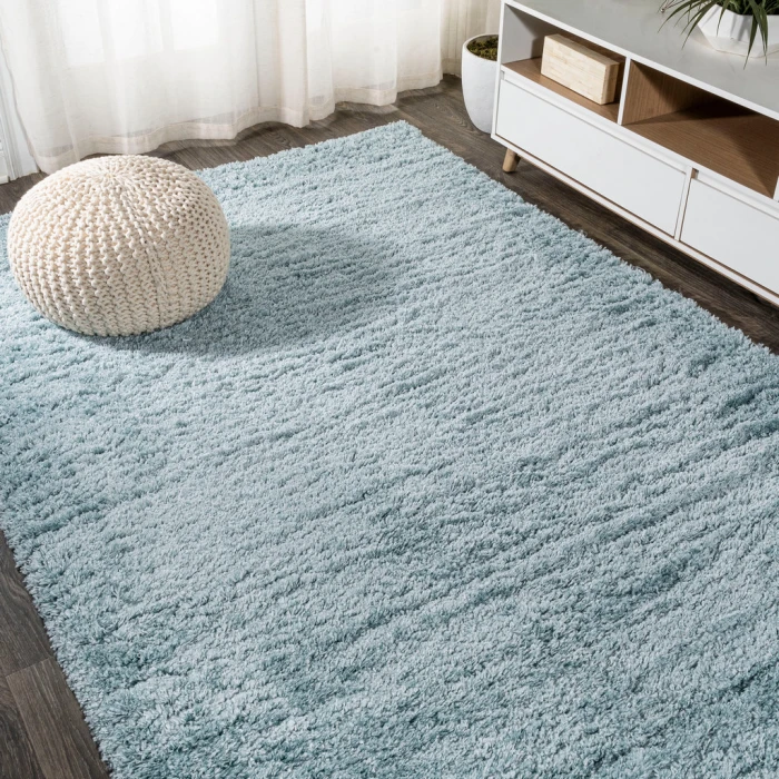 Groovy Solid Shag Turquoise 4 ft. x 6 ft. Area Rug