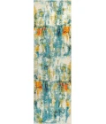 Contemporary POP Modern Abstract Waterfall Blue/Cream 2 ft. x 8 ft. Runner Rug