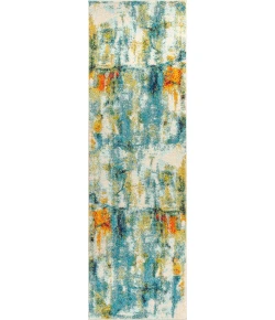 Jonathany Contemporary Pop CTP100A Blue/Cream Area Rug 2 ft. 3 in. X 8 ft. Runner