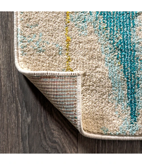 Contemporary POP Modern Abstract Waterfall Blue/Cream 8 ft. x 10 ft. Area Rug