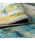 Contemporary POP Modern Abstract Waterfall Blue/Cream 2 ft. x 8 ft. Runner Rug