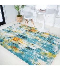Jonathany Contemporary Pop CTP100A Blue/Cream Area Rug 7 ft. 9 in. X 10 ft. Rectangle