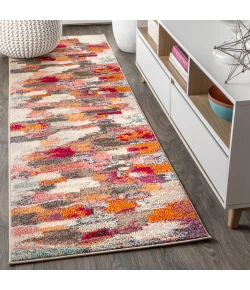 Jonathany Contemporary Pop CTP101A Ivory/Pink Area Rug 2 ft. 3 in. X 8 ft. Runner