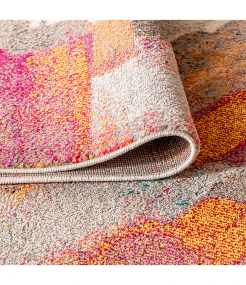 Contemporary POP Modern Abstract Brushstroke Ivory/Pink 2 ft. x 8 ft. Runner Rug