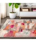 Contemporary POP Modern Abstract Brushstroke Ivory/Pink 3 ft. x 5 ft. Area Rug
