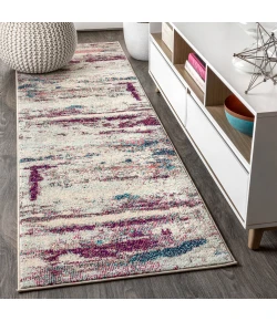 Jonathany Contemporary Pop CTP102A Cream/Pink Area Rug 2 ft. 3 in. X 8 ft. Runner