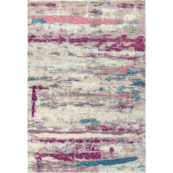 Contemporary POP Modern Abstract Brushstroke Cream/Pink 4 ft. x 6 ft. Area Rug