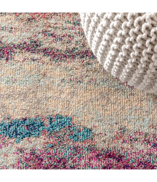 Contemporary POP Modern Abstract Brushstroke Cream/Pink 8 ft. x 10 ft. Area Rug