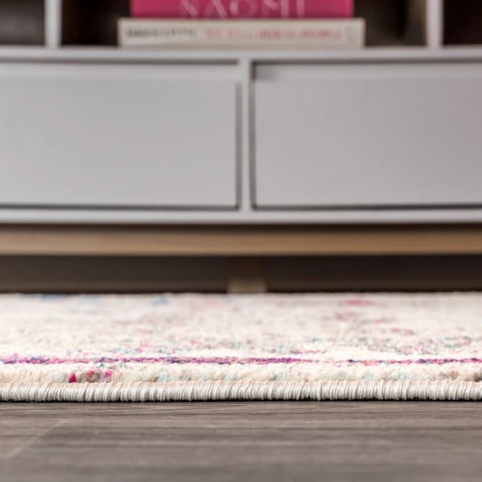 Contemporary POP Modern Abstract Brushstroke Cream/Pink 2 ft. x 8 ft. Runner Rug