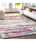 Contemporary POP Modern Abstract Brushstroke Cream/Pink 8 ft. x 10 ft. Area Rug