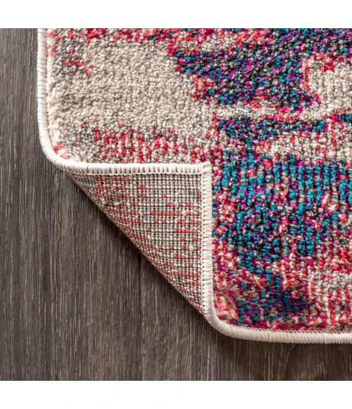 Contemporary POP Modern Abstract Brushstroke Pink/Cream 8 ft. x 10 ft. Area Rug