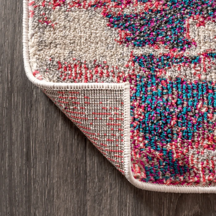 Contemporary POP Modern Abstract Brushstroke Pink/Cream 3 ft. x 5 ft. Area Rug