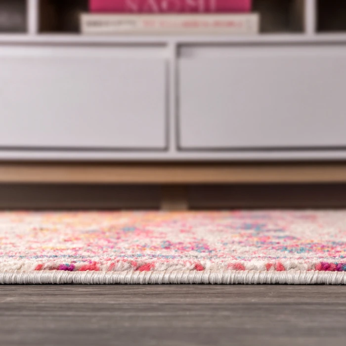 Contemporary POP Modern Abstract Brushstroke Pink/Cream 2 ft. x 8 ft. Runner Rug