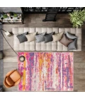 Contemporary POP Modern Abstract Brushstroke Pink/Cream 8 ft. x 10 ft. Area Rug