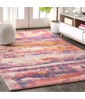 Contemporary POP Modern Abstract Brushstroke Pink/Cream 8 ft. x 10 ft. Area Rug