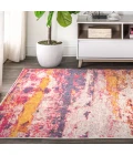 Contemporary POP Modern Abstract Brushstroke Pink/Cream 8 ft. x 10 ft. Area Rug