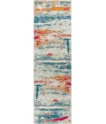 Contemporary POP Modern Abstract Brushstroke Cream/Blue 2 ft. x 8 ft. Runner Rug