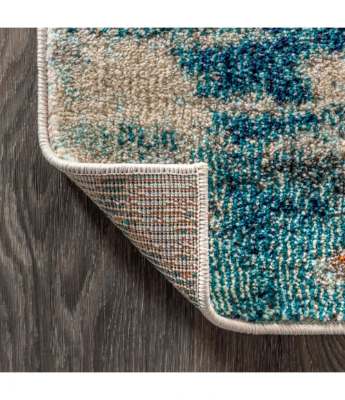 Contemporary POP Modern Abstract Brushstroke Cream/Blue 4 ft. x 6 ft. Area Rug