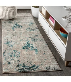 Jonathany Contemporary Pop CTP103A Blue/Gray Area Rug 2 ft. 3 in. X 8 ft. Runner